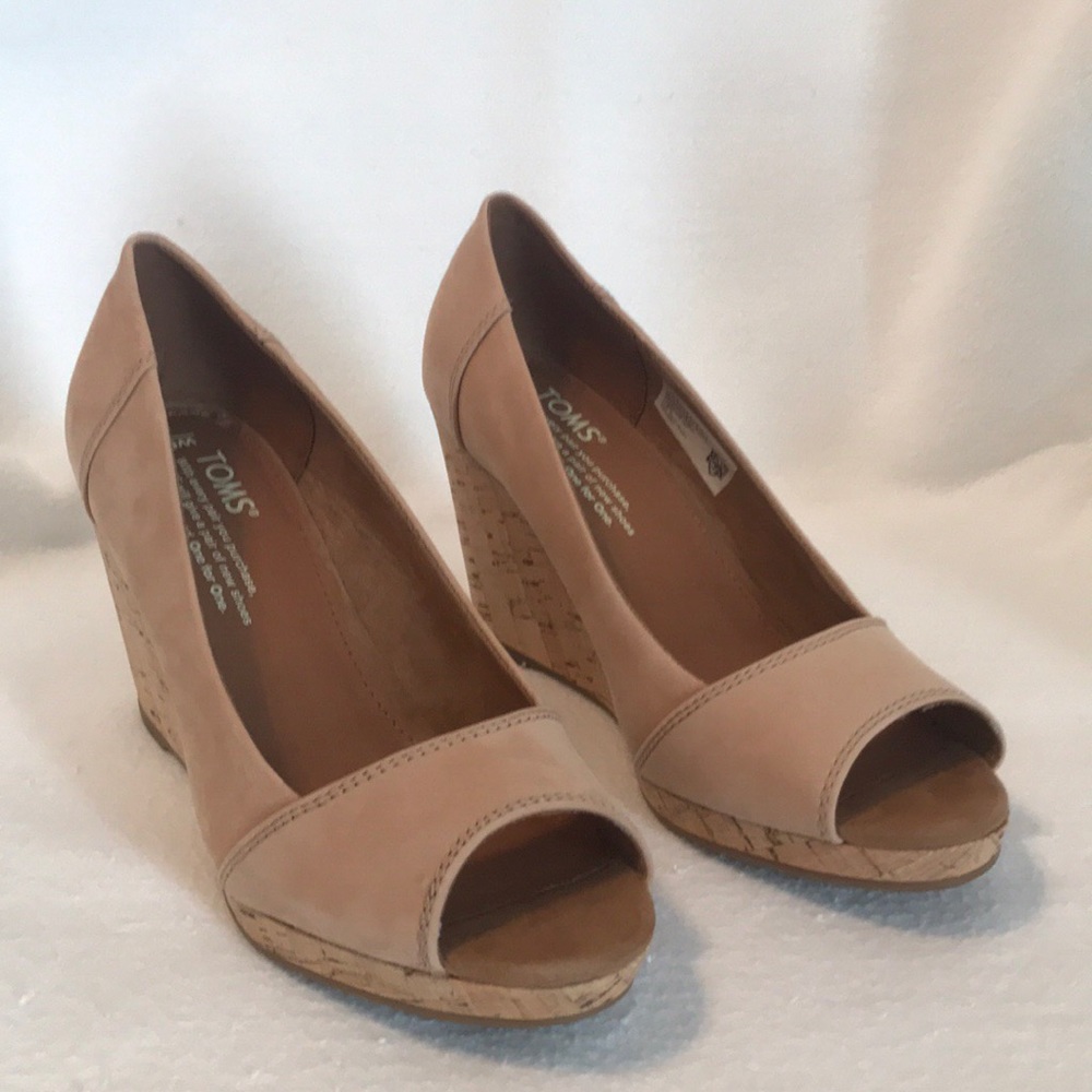 NIB Toms Stella Peep Toe Wedge 6.5
